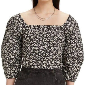 LEVI'S Long‎ Sleeve Yvie Statement Blouse in Odessa Floral Black Agate
